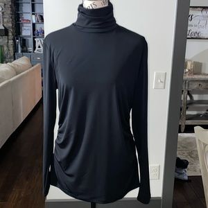 NY&Co black turtleneck blouse w/ruching on sides for a more flattering fit